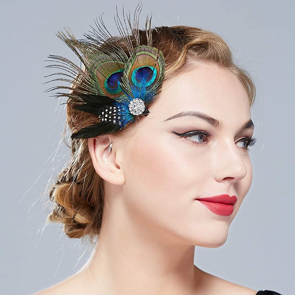 🆕 Peacock Feathers Hair Clip Headpiece